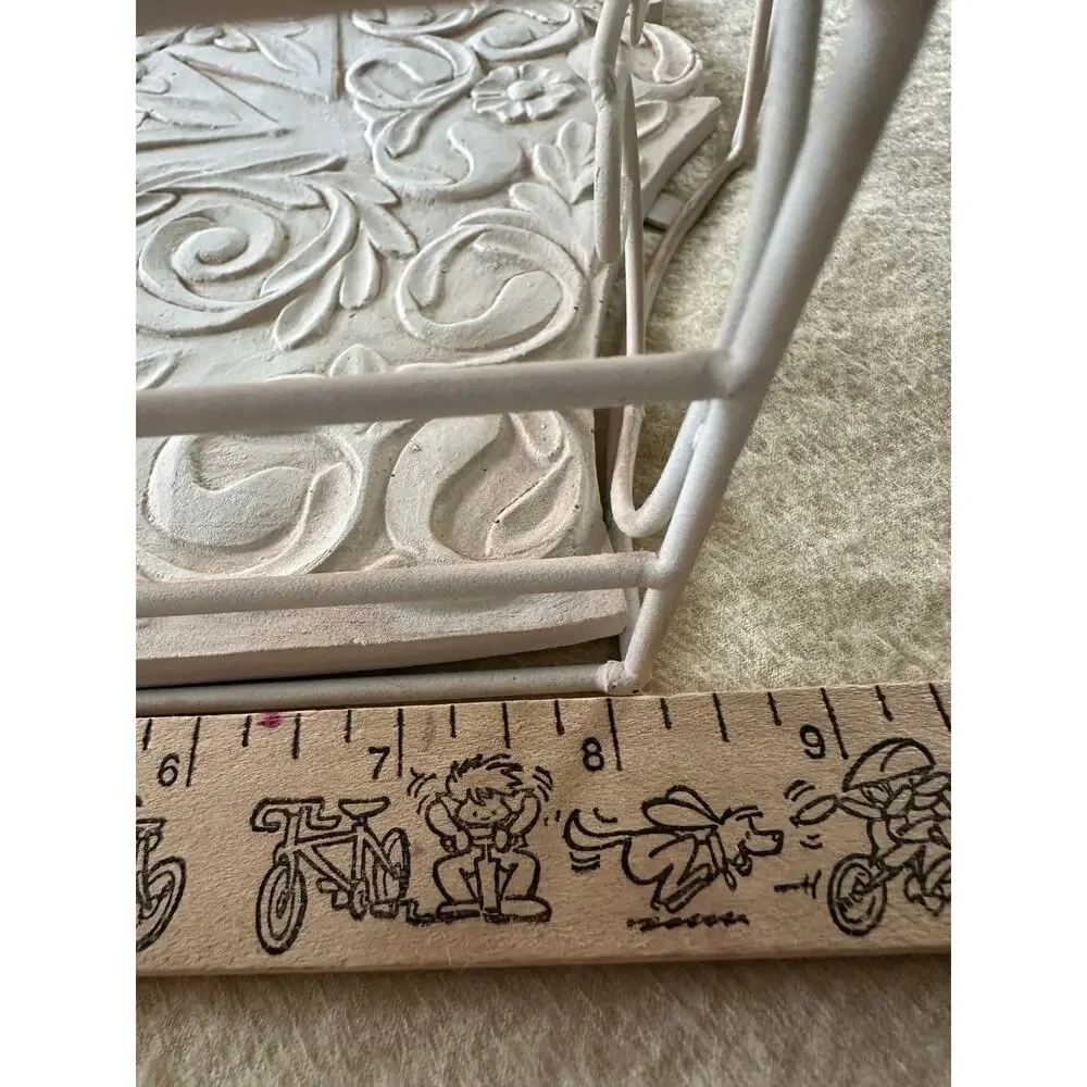 Vintage Metal Wall Mount plant holder Rack cream cottage decor French country